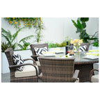 Direct Wicker 7 Piece Patio Dining Set with Rattan Chairs and Cushions, Grey