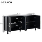 Black Accent Cabinet, Atumon Storage Cabinet Furniture, Modern Buffet Sideboard, Wooden Accent Cabinet with 3 Doors, Accent Storage Cabinet for Entryway Hallway Living Room, 48"L x 17.7"W x 31.9"H