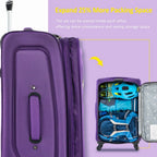 Softside Luggage Expandable 3 Piece Set Suitcase Upright Spinner Softshell Lightweight Luggage Travel Set
