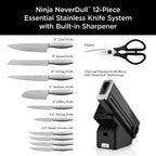 Ninja NeverDull Essential 12-Piece Stainless Steel Knife Set with Built-in Sharpener, K22012