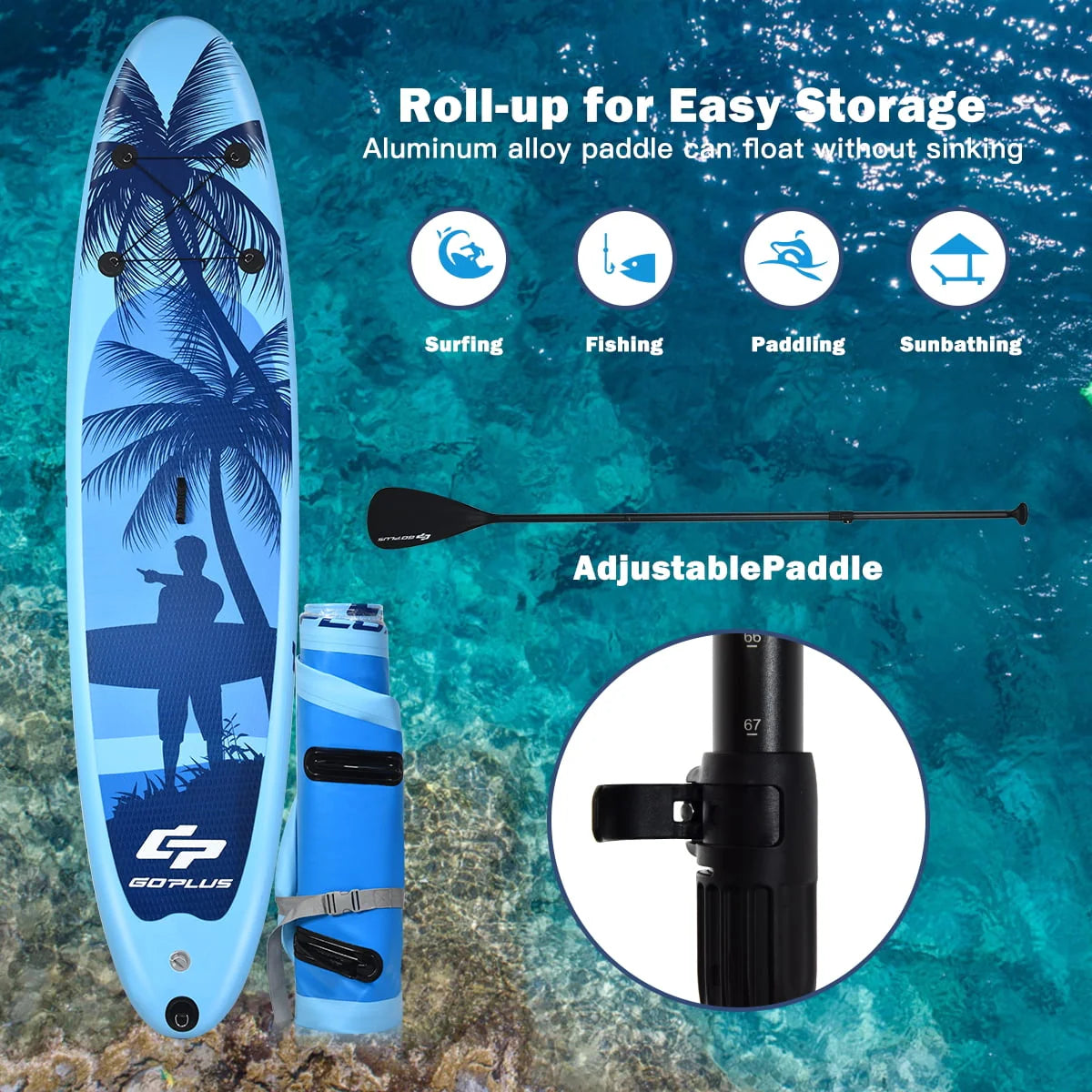 Goplus 10' Inflatable Stand Up Paddle Board 6.5” Thick SUP with Premium Accessorie