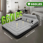 Double Bed Automatic Inflatable Mattress with Backrest Pillow with Inflatable Pump Portable Air Cushion Outdoor Camping Home Inflatable Mattress Bed