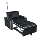 Gewnee 55'' Modern Convertible Velvet Sofa Bed with Pull-Out Twin Bed, Adjustable Backrest for Living Room, Office (Dark Gray)
