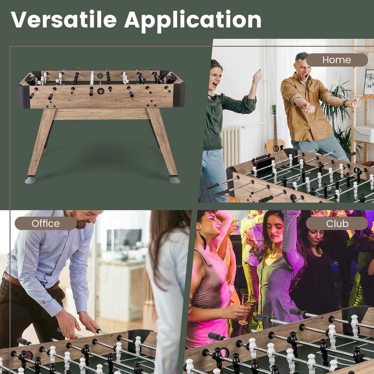 Costway 54" Foosball Table with 2 Balls & 26 Players 2 Bead Style Scorers for Game Rooms