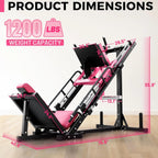 RitFit Leg Press Hack Squat Machine, Professional Adjustable Leg Press Machine for Home Gym with Linear Bearing, Specialty Hack Squat Machine for Full Lower Body Workout with Weight Storage, Pink