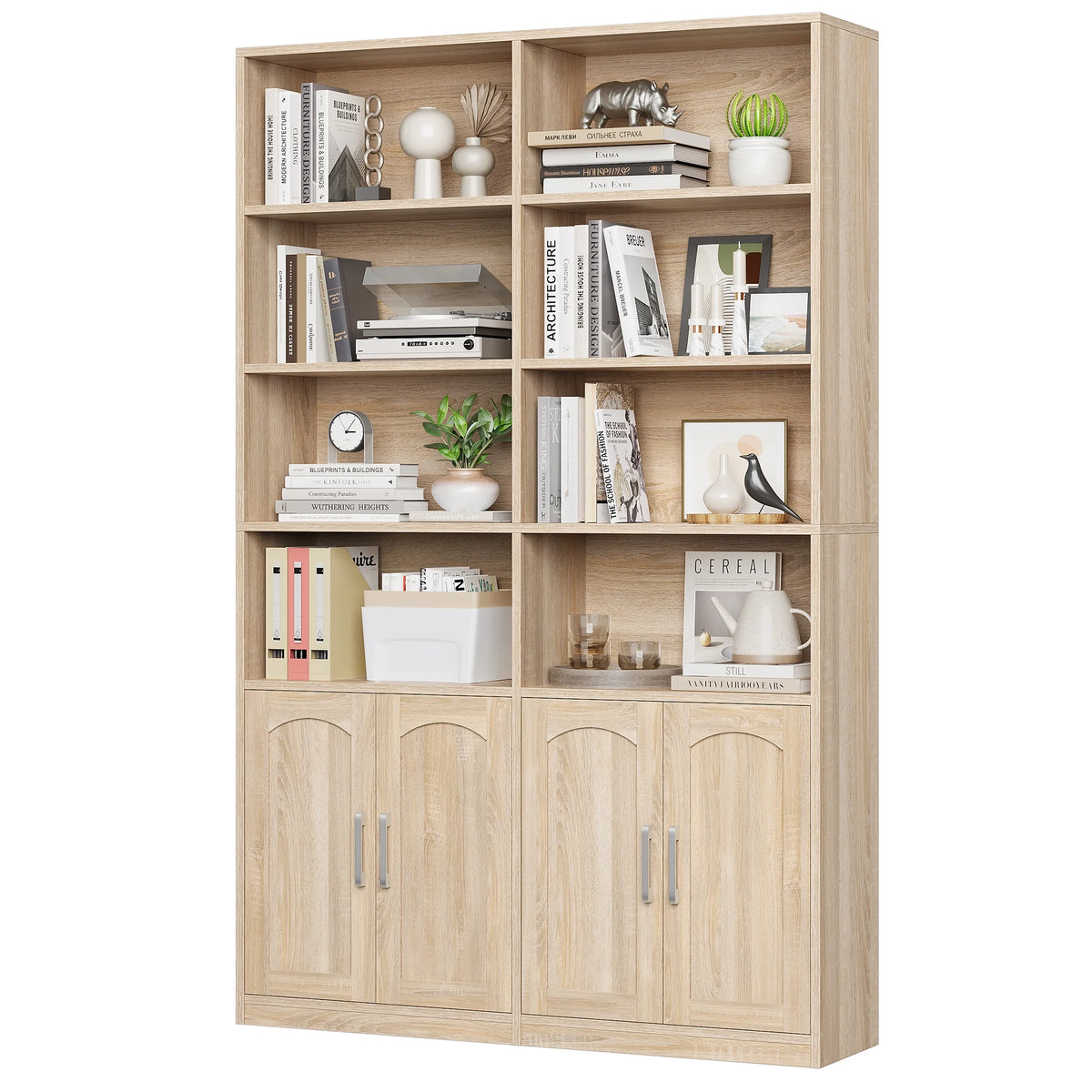 Homfa 73�� Tall Bookcases with Doors, 8 Cubes 6-Tier Double Row Bookshelf, White Bookcase for Living Room Home Office