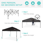 Best Choice Products 12x12ft Easy Setup Pop Up Canopy w/ 1-Button Setup, Wheeled Case, 4 Weight Bags - Navy Blue