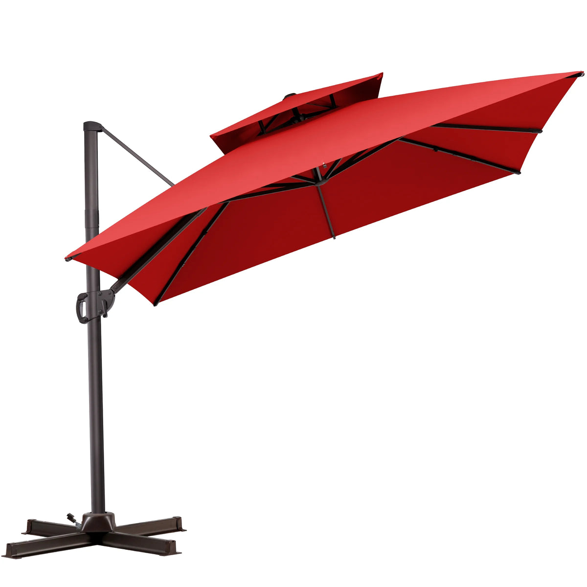 Pellebant 10 ft. x 10 ft. Square Double Top Patio Cantilever Umbrella, Navy Blue