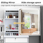 Wohh MDF Makeup Vanity with LED Mirror, Dressing Table and 5 Drawers, White