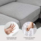 Harper & Bright Designs Modular Sectional Sofa with Ottoman Couch L Shape Corner Sofa Sets 7 Seats Fabric Couch for Living Room, Black, 112 * 87 inch
