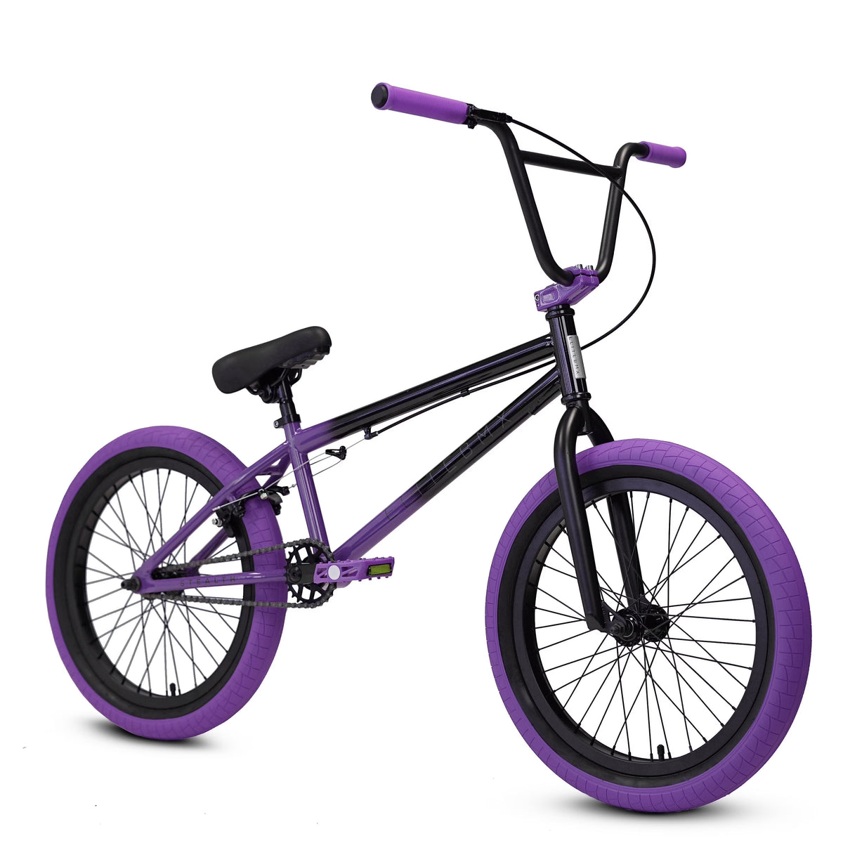 Elite BMX Bicycle 20�� Freestyle Bike - Stealth Blue Purple Ideal for Ages 7 to 18 Years