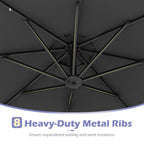 Costway 10 FT Solar Offset Hanging Umbrella Patio Cantilever Umbrella with 32 LED Lights Brown