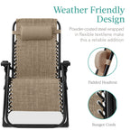 Best Choice Products Oversized Zero Gravity Chair, Folding Recliner w/ Removable Cushion, Side Tray - Fossil Gray
