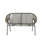 Aspen Modern Outdoor Patio Basket Loveseat, Hammock Weave Design, Metal Frame, Green