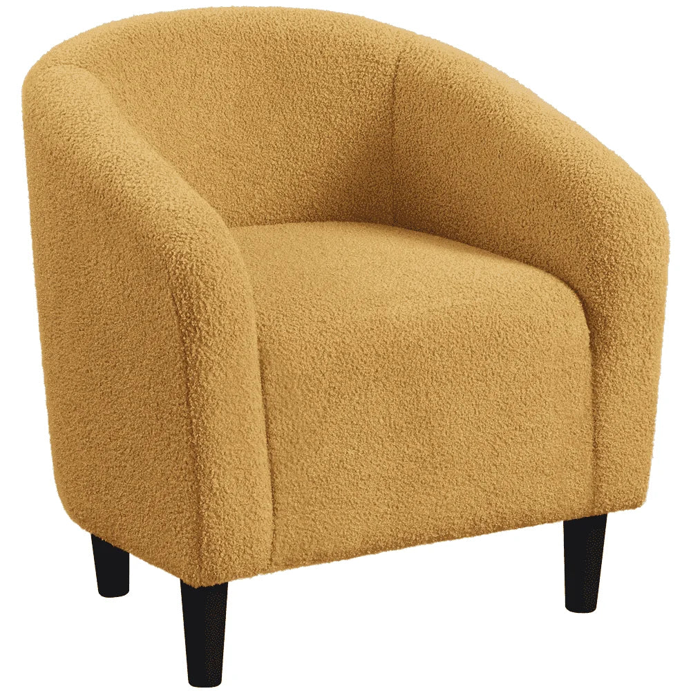 Yaheetech Upholstered Club Chair Accent Barrel Chair, Ivory