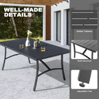 Nuu Garden 7 Piece Patio Dining Set, Rust-Resistant Aluminum Outdoor Dining Set, Include 6 Textilene Chairs and Rectangle Dining Table with Umbrella Hole, Grayish Brown