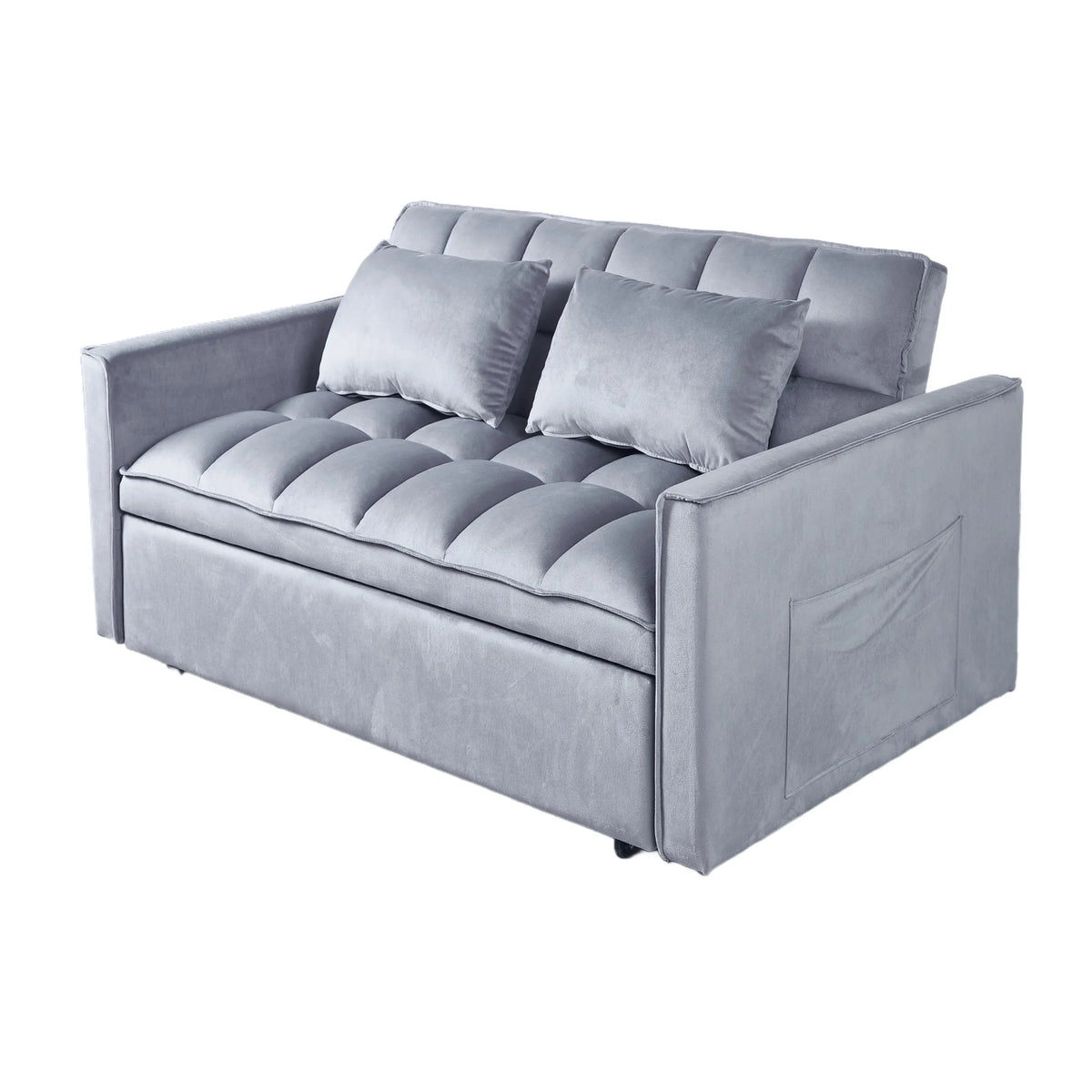 Gewnee 55'' Modern Convertible Velvet Sofa Bed with Pull-Out Twin Bed, Adjustable Backrest for Living Room, Office (Dark Gray)
