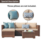 Patiorama 5-Piece Patio Furniture Set, Outdoor Sectional Conversation Set, All-Weather Grey PE Wicker with Light Grey Cushions, Backyard Porch Garden