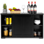 Costway Kitchen Storage Cabinet Sideboard Buffet Cupboard Wood Sliding Door Pantry White