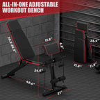 GIKPAL 7 Positions Adjustable Weight Bench,With Extended Headrest and Leg Extension,Foldable Workout Olympic Weight Bench Press for Full Body Strength Training,Maximum Weight 770 Lbs.