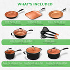 54-Piece Kitchen Cookware Set �C Complete Non-Stick Ceramic Pots and Pans Set with Utensils, Bakeware, and Knife Set, Gas, Electric & Induction Compatible, Blush Pink Kitchen Essentials