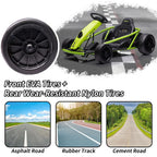 Kojooin Go Kart for Kids,24V Battery 300WX2 Motors Pedal On Foot Go Cart,8MPH High Speed Drifting Car with Slow Start Function,Rose red