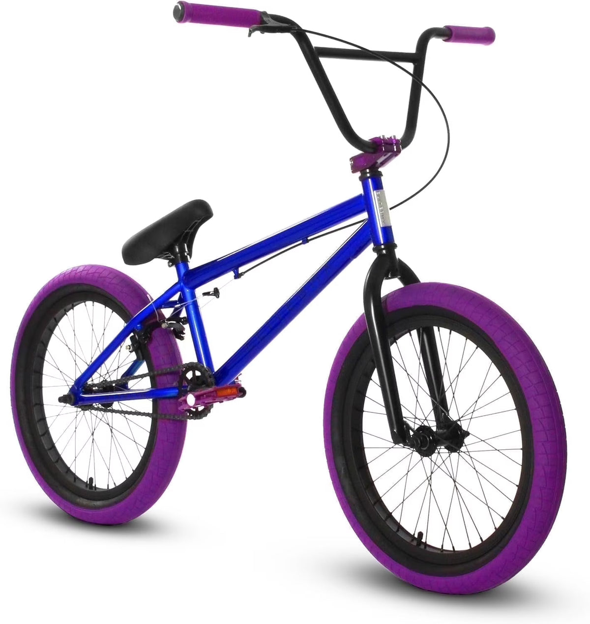 Elite BMX Bicycle 20�� Freestyle Bike - Stealth Blue Purple Ideal for Ages 7 to 18 Years