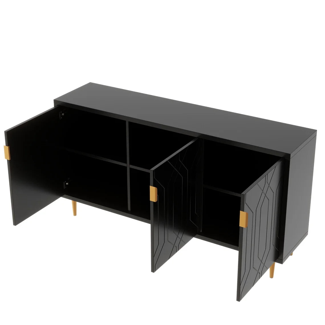 Modern TV Stand for TV up to 70 inch, Media Entertainment Center, Entryway Console Table with Adjustable Shelves,Storage Sideboard Cabinet for Living Room Kitchen, Black