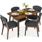 Best Choice Products 5-Piece Compact Wooden Mid-Century Modern Dining Set w/ 4 Chairs, Padded Seat & Back - Walnut/Cream