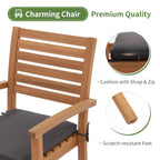 7 Piece Patio Dining Set, Outdoor Acacia Wood Furniture Set, Extendable Rectangular Table and 6 Stackable chairs w/Removeable Fabric Cushion, FSC Certified, for Deck Garden Backyard