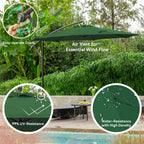 JUSTLET 10ft Heavy Duty Patio Hanging Offset Cantilever Patio Umbrella W/ 4-Piece Base Included Included, Beige
