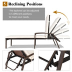 Costway 2PCS Patio Rattan Lounge Chair Chaise Recliner Back Adjustable Cushioned Garden Brown