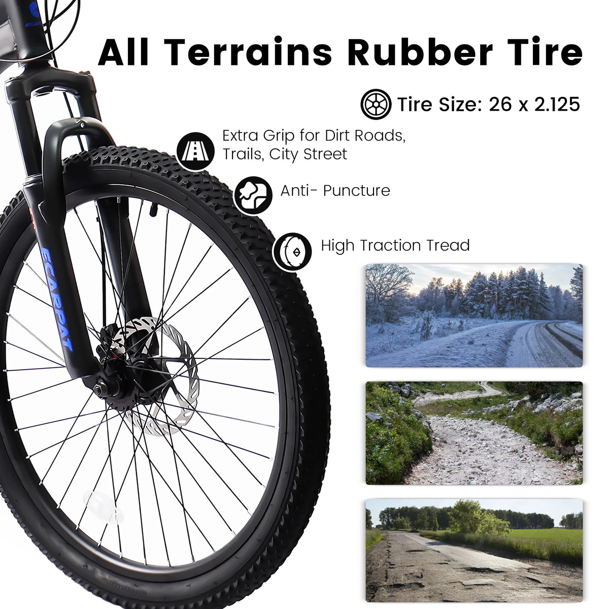 Mountain Bike 26 inch Wheels, 21-Speed Full Suspension Mens Womens Trail Commuter City Mountain Bike, Carbon Steel Frame Disc Brakes Thumb Shifter Front Fork Rear Shock Absorber Bicycles