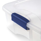 Sterilite 66 Quart Wheeled Latch Box, Clear Underbed Storage Bin with Lid, Blue, 4 Count