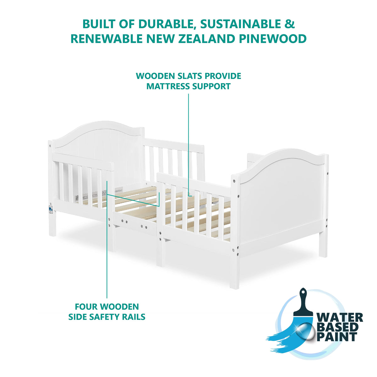Dream On Me Portland 3 in 1 convertible Toddler Bed, Steel Grey