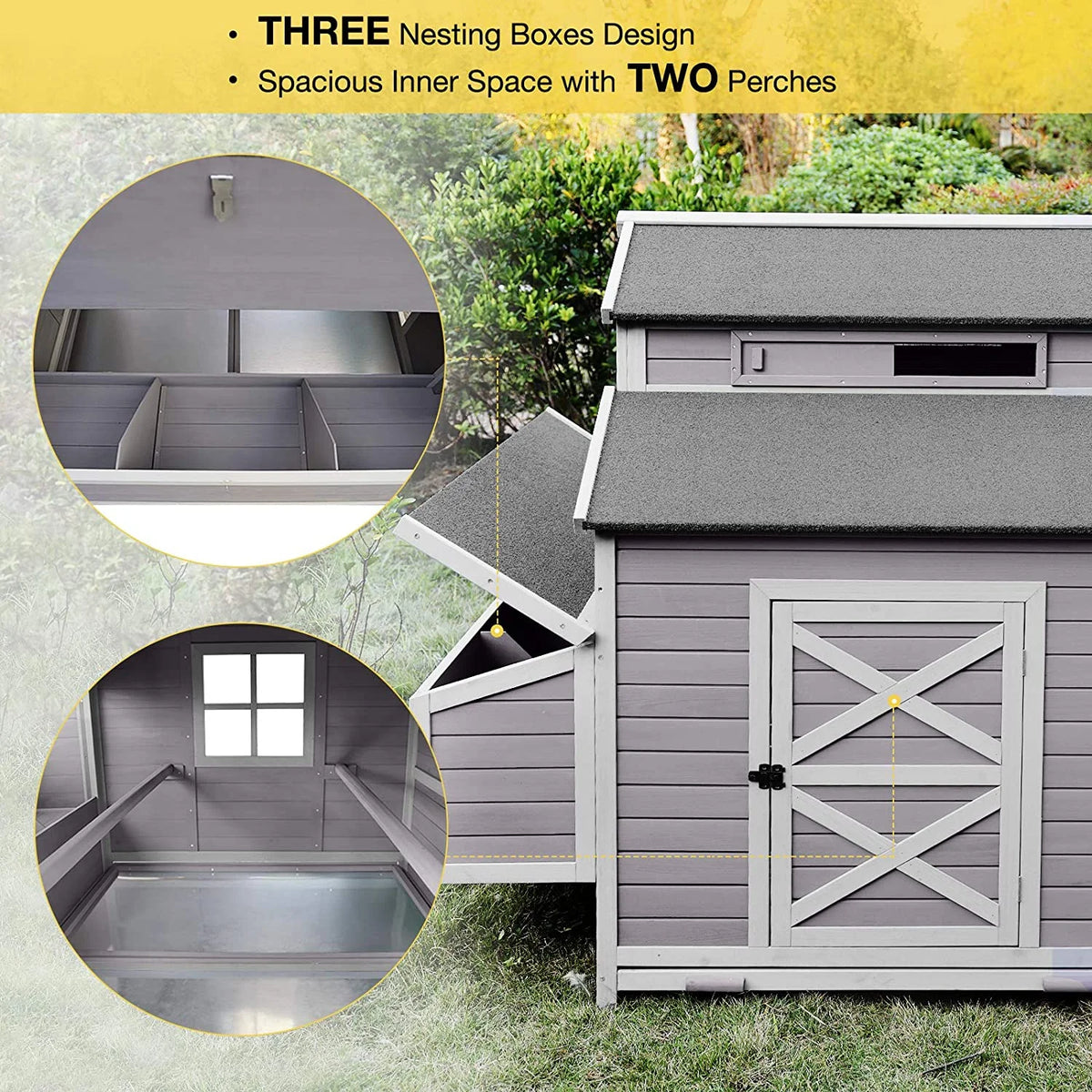 Aivituvin Extra Large Chicken Coop Wooden Hen House for 8-10 Chickens