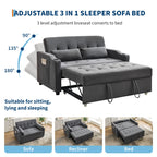 3 in 1 Convertible Sleeper Sofa Bed, Corduroy Futon Couches with Pull-Out Bed, Adjustable Backrest, Charging Port & Side Pockets, Modern Upholstered Sofa for Living Room, Guest Room