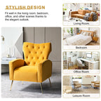 14 Karat Home Fall Home Decor Velvet Accent Chair Button Tufted Metal Legs Adult Living Room Mustard