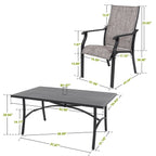 Nuu Garden 7 Piece Patio Dining Set, Rust-Resistant Aluminum Outdoor Dining Set, Include 6 Textilene Chairs and Rectangle Dining Table with Umbrella Hole, Grayish Brown