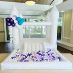 Connsann White Bounce House Oxford with Air Blower & Ball Pit for Kids Birthday Party, 13' x 8' x 8'