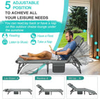 Slsy Folding Lounge Chair, 5-Position Adjustable Outdoor Reclining Chair, Folding Sleeping Bed Cot, Folding Chaise Lounge Chair for Pool Beach Patio Sunbathing