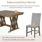 Harper & Bright Designs Farmhouse 7 Pieces Extendable Dining Table Set for 6, Solid Wood Kitchen Table with Butterfly Leaf and 6 Upholstered Chairs, Brown