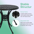 30.3 Inch Round Patio Table Cast Aluminum Patio Table,Metal Patio Dining Table with Umbrella Hole,All Weather Outdoor Bistro Dining Table for Backyard, Garden, Balcony, Black