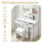 Mainstays Get Ready with Me GRWM Deluxe 2-Piece Vanity and Stool with Lighted Mirror and USB Power, White Finish
