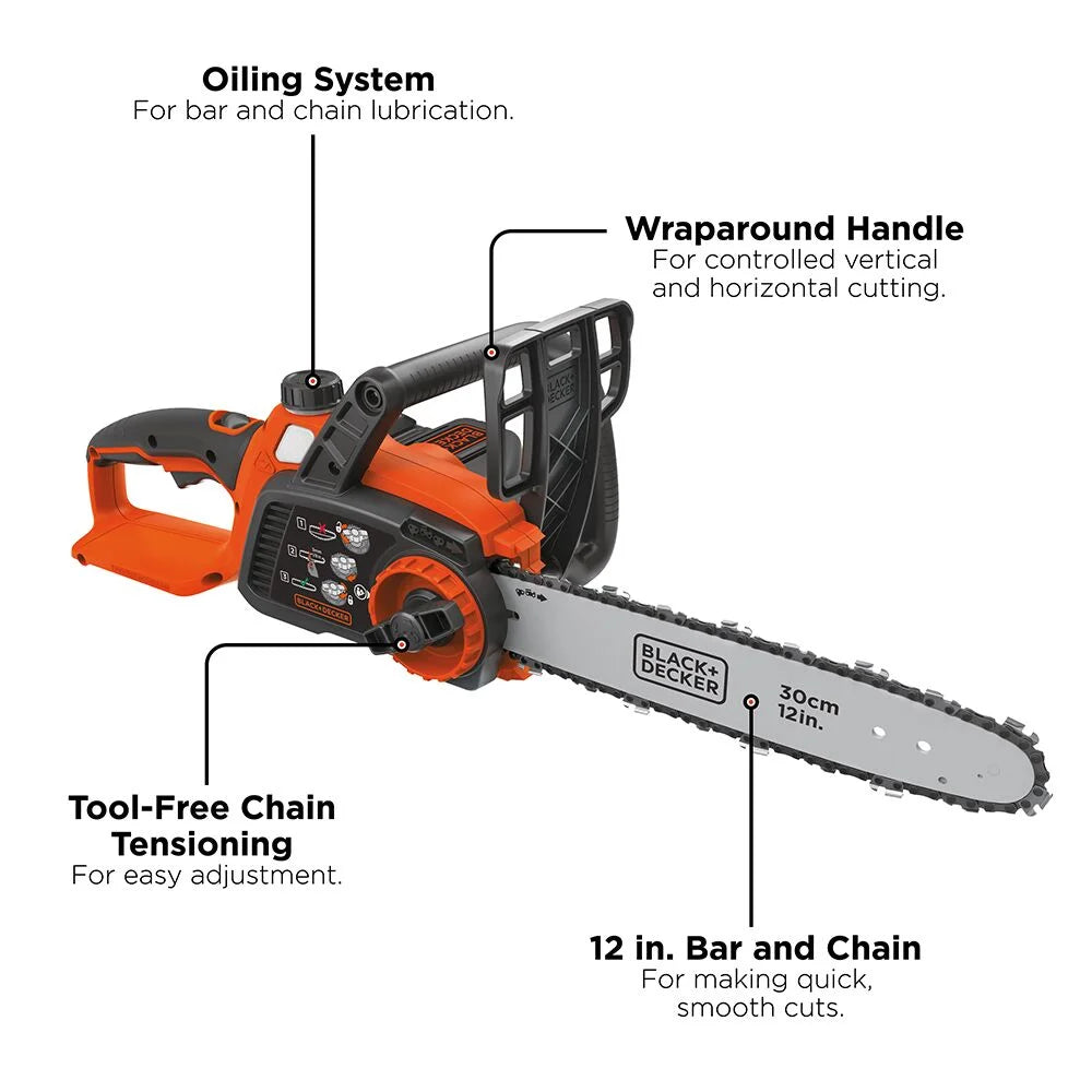 BLACK+DECKER 40V MAX Cordless Chainsaw, 12-Inch, Battery and Charger Included