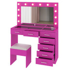 Ktaxon Large Makeup Vanity, Vanity Table Set w/ Visible Glass Top w/ Charging Station, White