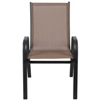 Flash Furniture 5 Pack Brazos Series Brown Outdoor Stack Chair with Flex Comfort Material and Metal Frame