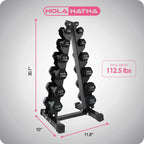 HolaHatha Neoprene Dumbbell Weight Set with Rack (Black), 112.5 lb