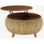 Gallerie Decor Bali Breeze Round Transitional Wood Coffee Table in Silver
