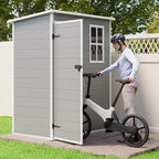 Lofka Resin Outdoor Storage Shed,5'x3' Storage Shed, Plastic Shed with Thick Resin Floor, Gray and White
